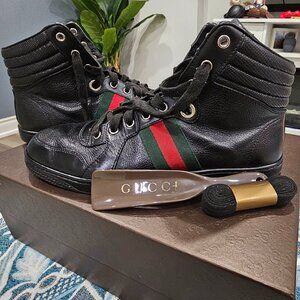 Gucci Black Leather Hi-Top - Men Sz EU 41/ US 8